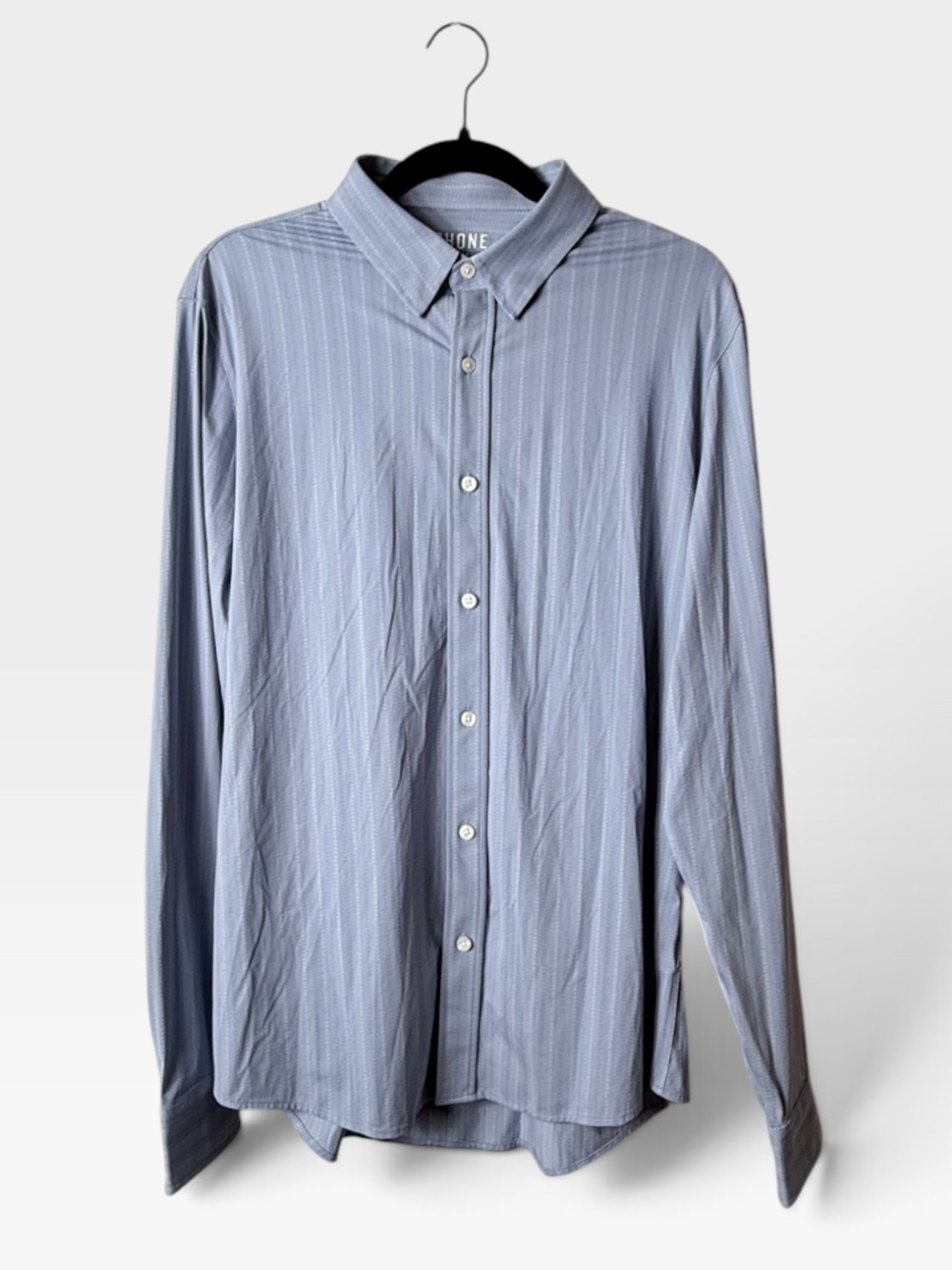 Rhone Commuter Slim Fit Shirt Men's Size Large Washed Navy Stripe NWT (D)